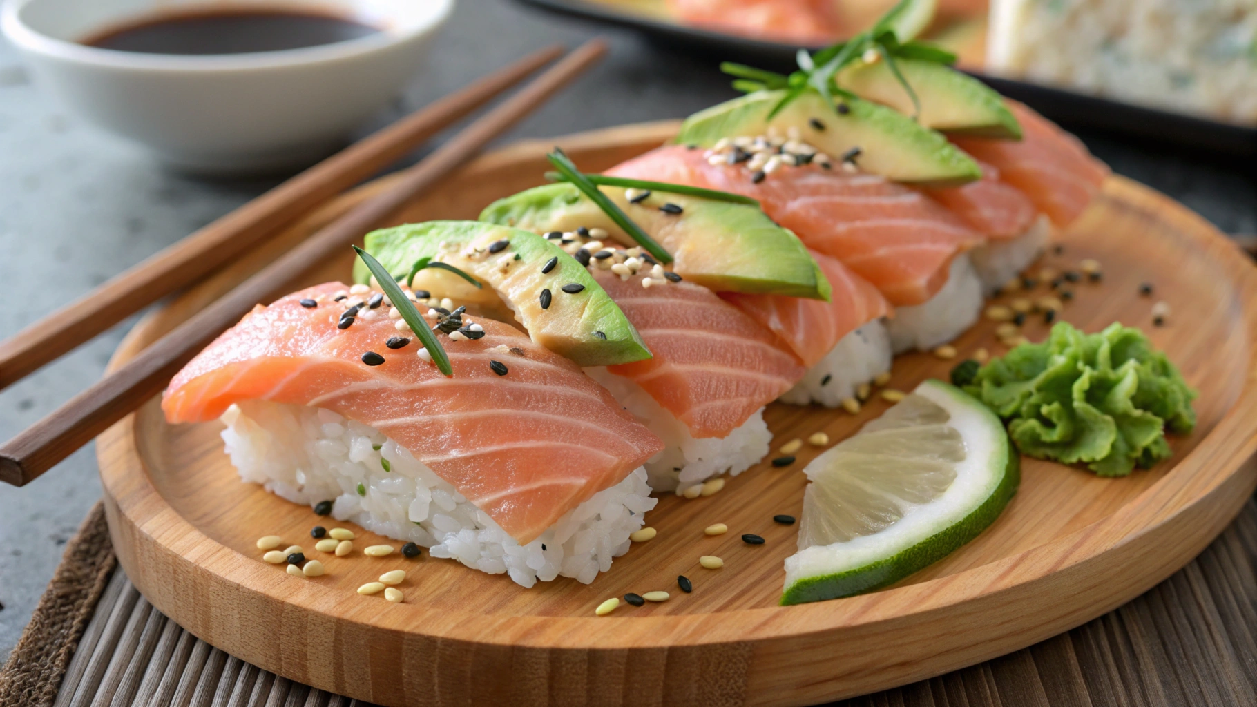 Salmon -Sushi- Order -Topped