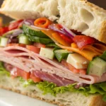 Italian chopped salad sandwich close-up