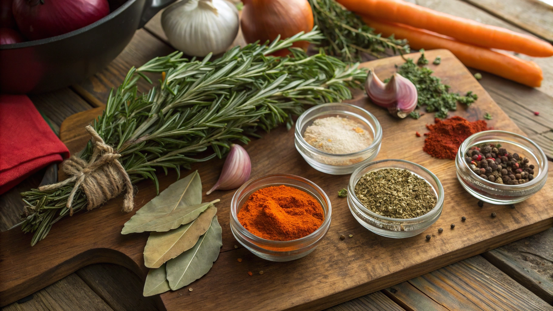 A small bowl of pot roast seasoning mix made with herbs and spices, ready to enhance the flavor of a delicious pot roast.