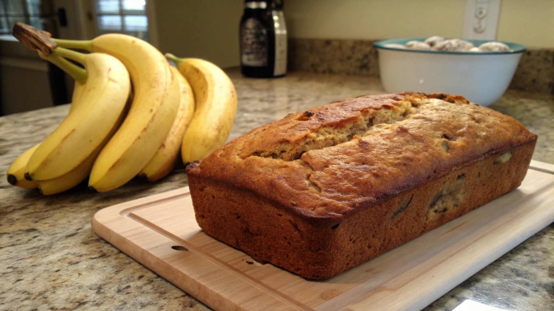 Homemade 3-Ingredient Banana Bread on a Modern Countertop