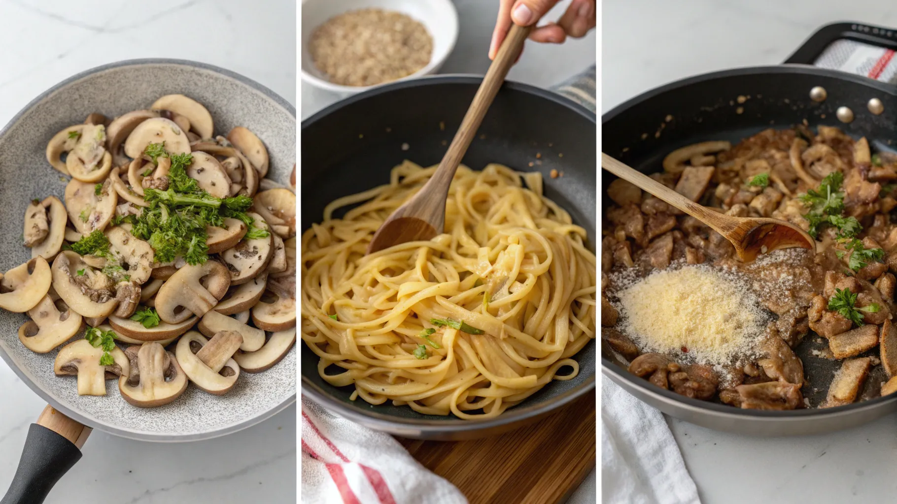 vegan beef stroganoff step-by-step