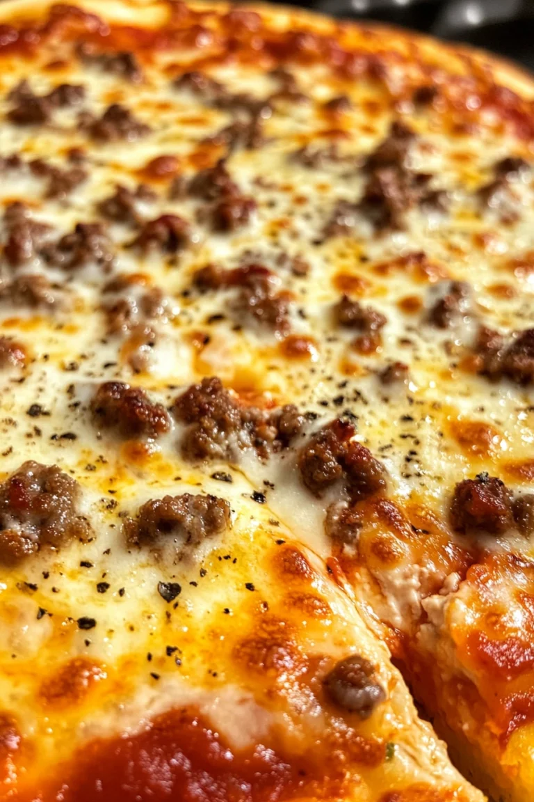 Close-up of freshly baked Poor Man’s Husband Casserole in a rustic baking dish