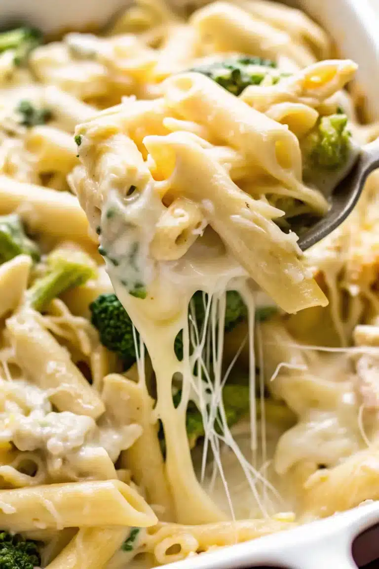 Chicken and Broccoli Alfredo Bake fresh out of the oven