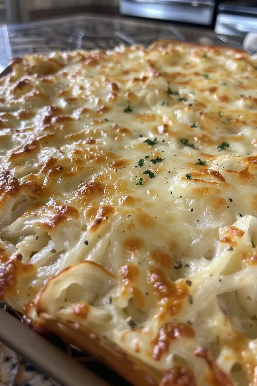 hot-onion-dip-9 Hot onion dip with golden-brown melted cheese topping just out of the oven