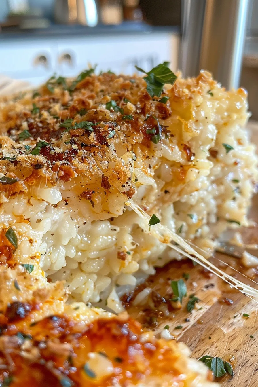 italian-rice-ball-bake-flavor-variations. Variations of baked Italian rice balls with different fillings