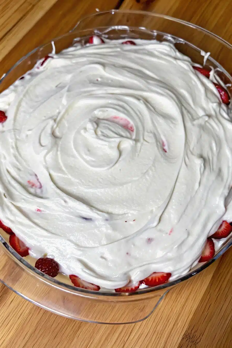 strawberry-crunch-pie-dip-7 homemade strawberry crunch pie dip topping in bowl